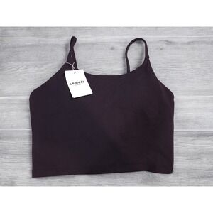 Lemedy Seamless Crop‎ Tank Top Sports Shelf Bra Medium Black Camisole Strappy